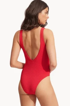 One Pieces^Seafolly Sea Dive Deep V Neck One Piece Chilli red