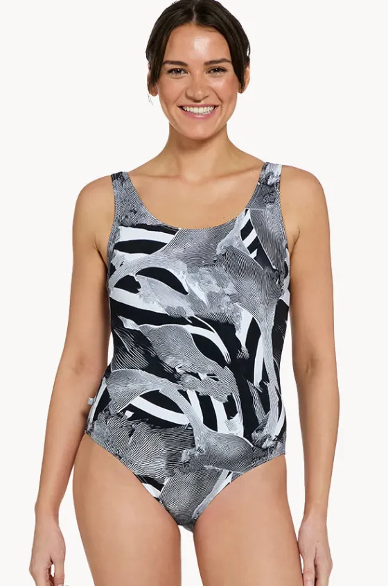 One Pieces^Zoggs Sea Skin Scoopback One Piece Black/grey