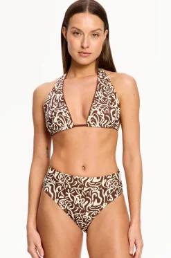 Bikini Sets^Modibodi Sea Swirl Reversible Multiway Top Set Chocolate