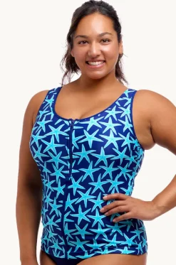 Tankini Tops^Funkita See Stars DD/E Cup Zip Front Tankini Separate Navy/blue