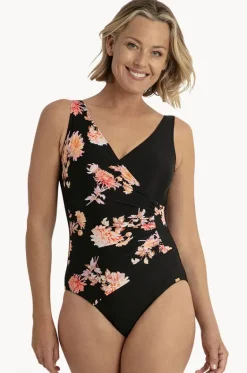 One Pieces^Jantzen Select Floral Surplice One Piece Black/pink