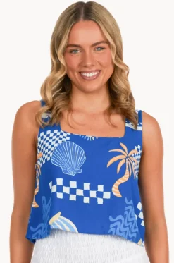 Tops^Go Girl Seychelles Marina Crop Top Cobalt