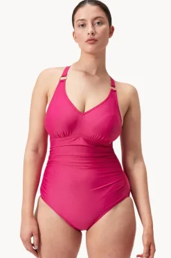 One Pieces^Speedo Shaping V Neck One Piece Magenta