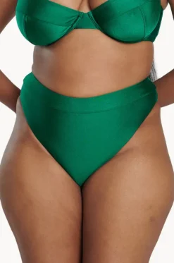 Bottoms^Raq Apparel Shimmer High Leg High Waist Pant Emerald