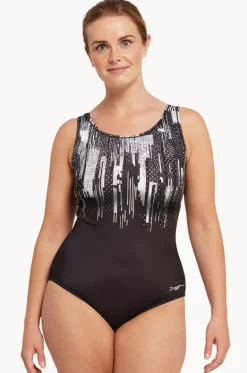 One Pieces^Zoggs Shimmer Scoopback One Piece Black/Silver