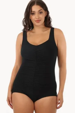 One Pieces^Maxine Shirred Front Pool One Piece BLACK