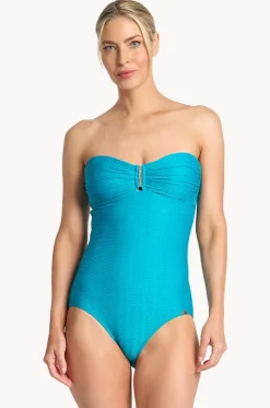 One Pieces^Jantzen Sky High Bar Bandeau One Piece Aqua