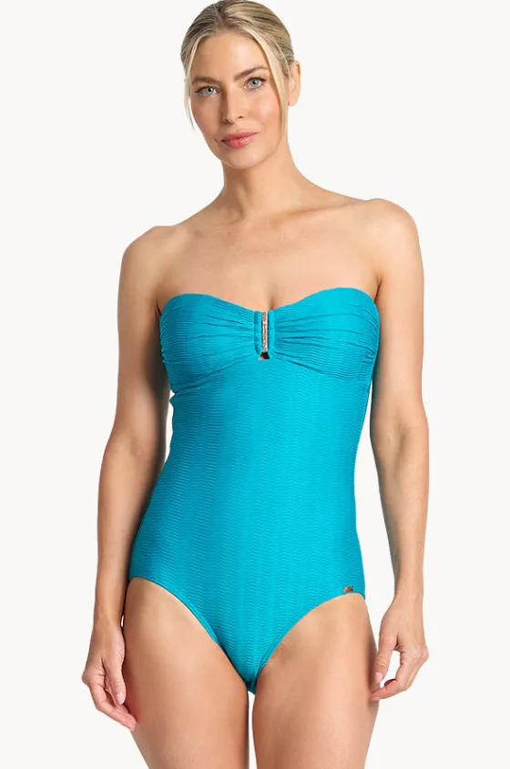 One Pieces^Jantzen Sky High Bar Bandeau One Piece Aqua