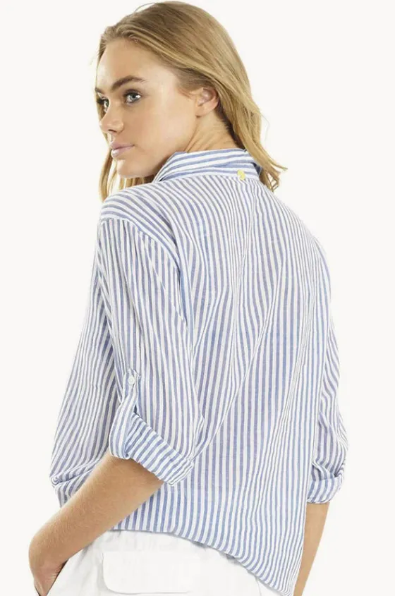 Tops^Sunseeker Slouch Stripe Shirt Blue