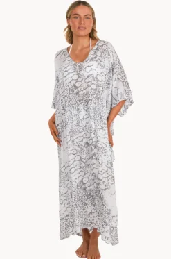 Overswim^Sundrenched Snake Animal Long Kaftan Grey
