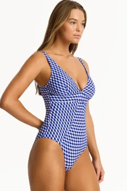 One Pieces^Sea Level Solara Scoop Back Panel Line One Piece Blue