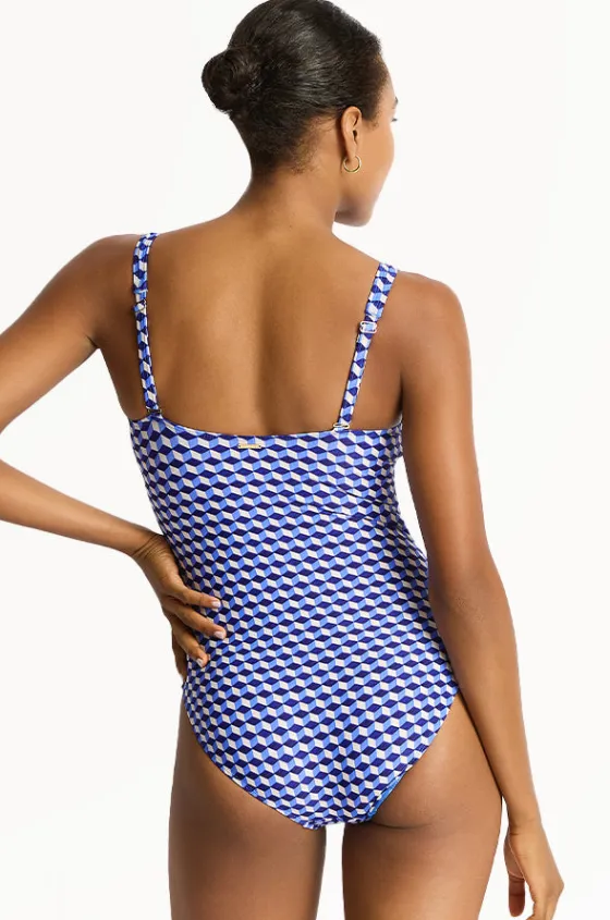 One Pieces^Sea Level Solara Twist Front One Piece Blue
