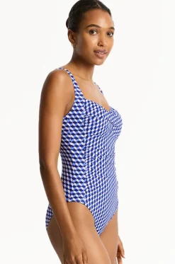 One Pieces^Sea Level Solara Twist Front One Piece Blue