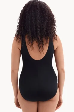 One Pieces^Longitude Solidtude Modern Leg Fan Tank One Piece Black/white