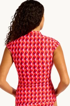 Rashies & Sunsuits^Seafolly Sorrento Cap Sleeve Suntop Flame