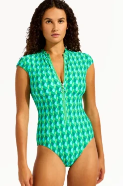 One Pieces^Seafolly Sorrento Zip Front One Piece Vivid green