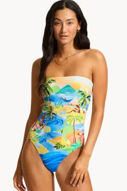 One Pieces^Seafolly South Pacific Bandeau One Piece Turquoise