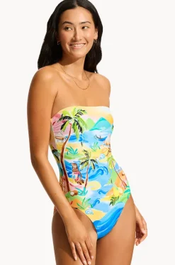 One Pieces^Seafolly South Pacific Bandeau One Piece Turquoise