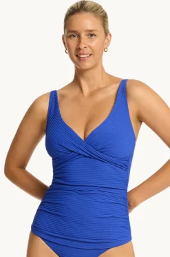 Tankini Tops^Sea Level Spinnaker Cross Front Tankini Separate Cobalt