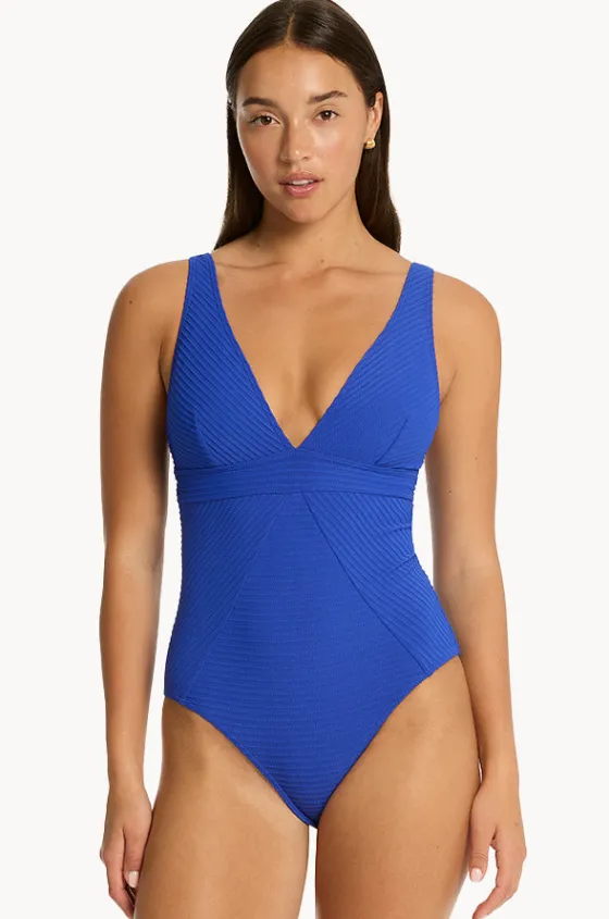 One Pieces^Sea Level Spinnaker Panel Line One Piece Cobalt