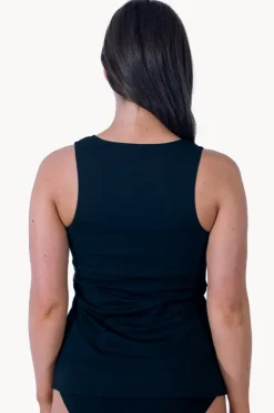 Tankini Tops^Base Swim Sports Zip Through Tankini Separate Black