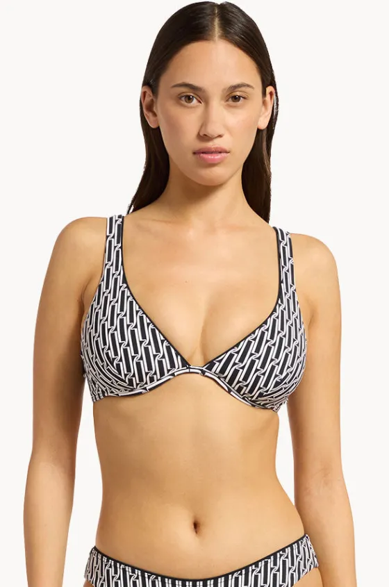 Bikini Tops^Jets Spring Geo Underwire Tri Black