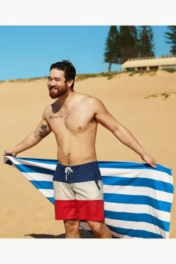 Towels|Towels^Dock And Bay Stripe Cabana Microfibre Towel Bondi blue