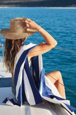 Towels|Towels^Dock And Bay Stripe Cabana Microfibre Towel Navy