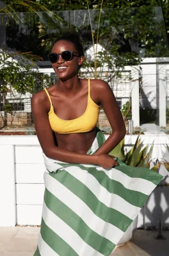 Gifts|Towels^Dock And Bay Stripe Cabana Microfibre Towel Olive