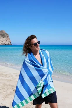 Towels|Towels^Dock And Bay Stripe Clubhouse Microfibre Towel Blue