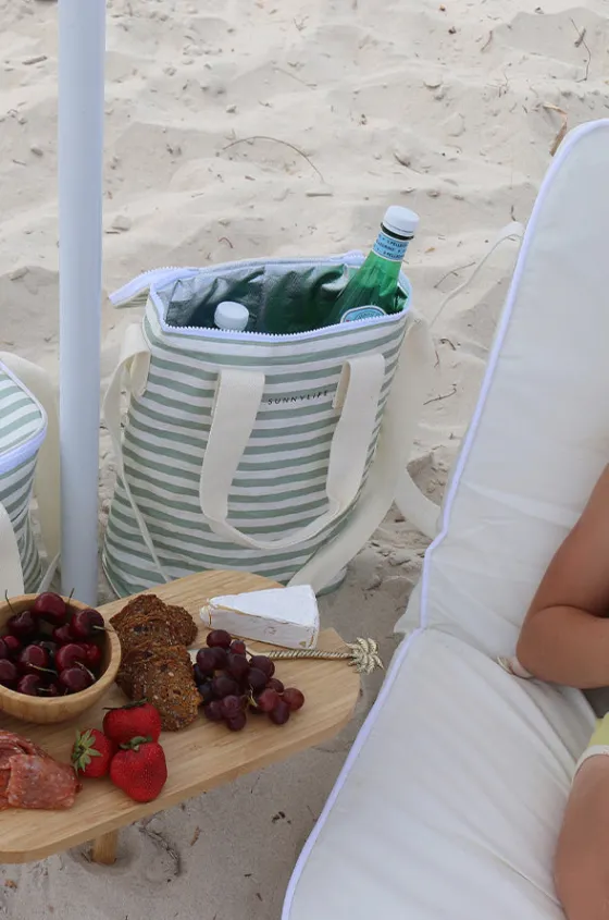 Cooler Bags|Picnic Vibes^Sunny Life Stripe Light Cooler Drinks Bag Sage