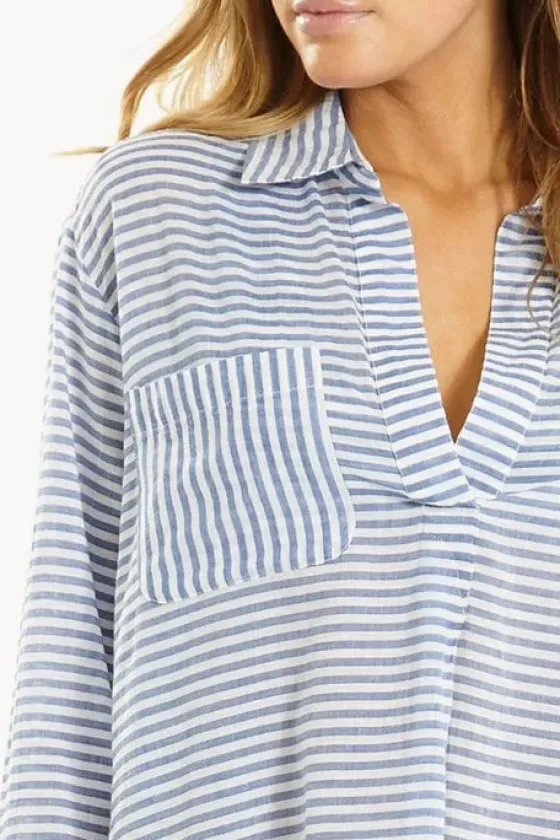 Tops^Sunseeker Stripe Painter Shirt Blue