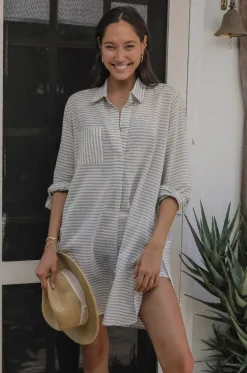 Tops^Sunseeker Stripe Painter Shirt Khaki