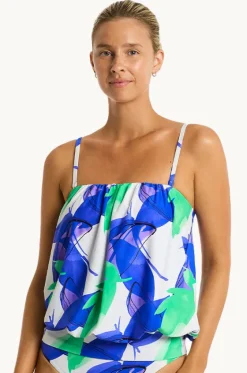 Tankini Tops^Sea Level Sublime Blouson Bandeau Tankini Separate Cobalt
