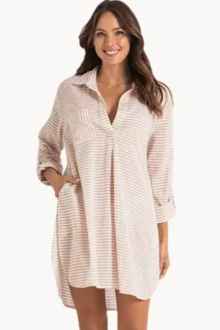 Overswim^Sunseeker Summer Stripe Painters Shirt Bone