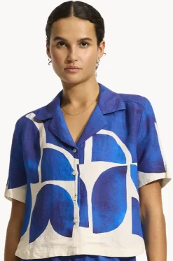Tops^Seafolly Sunray Cropped Shirt Marine