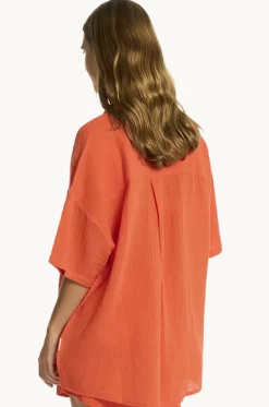 Tops^Sea Level Sunset Aloha Shirt Flame