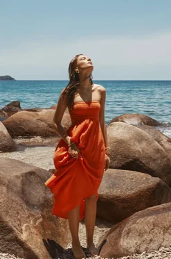 Dresses^Sea Level Sunset Bandeau Dress Flame