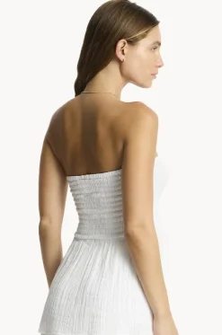 Tops^Sea Level Sunset Shirred Bandeau Top White