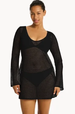 Overswim^Sea Level Surf Mesh Cover Up Black