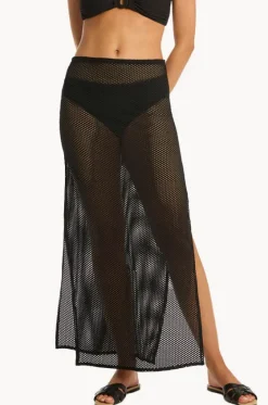 Skirts^Sea Level Surf Mesh Long Skirt Black