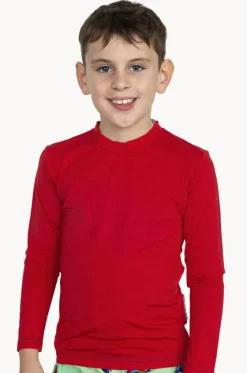 Rashies^Babes In The Shade Teen Boys Suntop Red