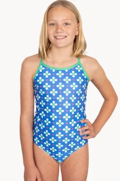 One Pieces^Babes In The Shade Teen Girls Clover One Piece Blue/white