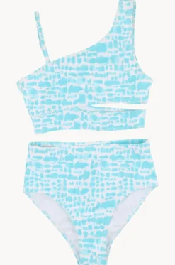 Bikini Sets^Minihaha Teen Girls Koa Print Crop Set Aqua
