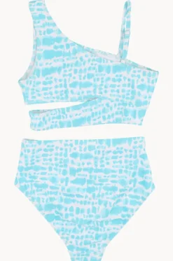 Bikini Sets^Minihaha Teen Girls Koa Print Crop Set Aqua