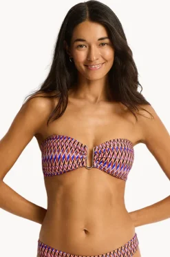 Bikini Tops^Sea Level Tessera U Bar Bandeau Blue