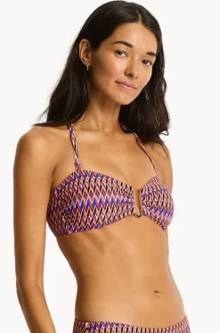 Bikini Tops^Sea Level Tessera U Bar Bandeau Blue