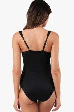 One Pieces^Une Piece Texture Bustier Balconette One Piece Black