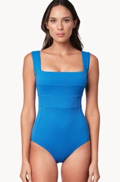 One Pieces^Une Piece Textured Classic Square Neck One Piece Sky