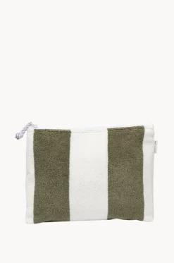 Travel|Bags^Sunny Life The Vacay Stripe Terry Beach Pouch Olive